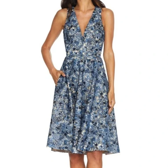 sachin and babi light blue dress Dress the Population Virginia Cape Sleeve Embroidered Dress